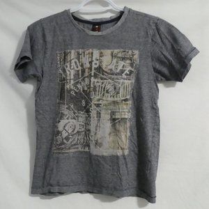 S & R SILLY & RIDICULOUS, 146/152, pinstriped graphic tee, EUC